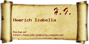 Hemrich Izabella névjegykártya
